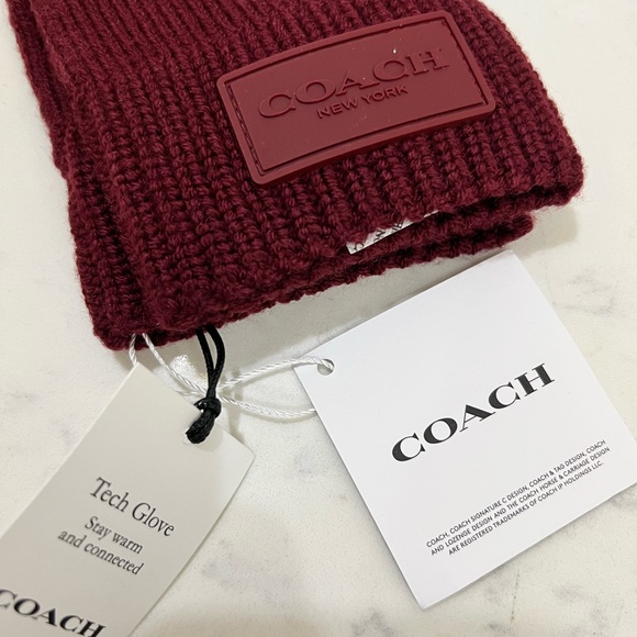 Coach Burgundy Knit Gloves - Picture 7 of 10